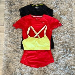 Nike shirt, under armour shirt/bra bundle